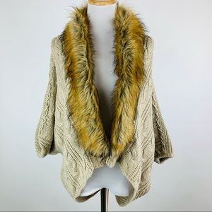 Madison 88 Cable Faux Fur Sweater One Size